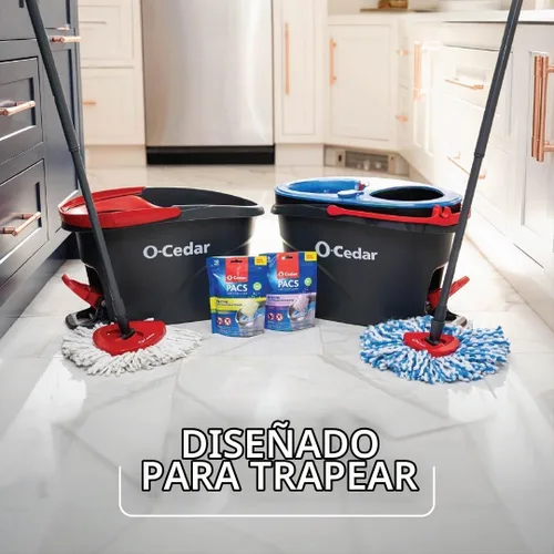 Vista 3 de O-Cedar EasyWring - Sistema de limpieza con cubo y mopa giratoria de microfibra + Paquetes de cítricos y lavanda (paquete variado)