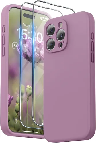 Vista 16 de SURPHY Funda diseñada para iPhone 15 Pro Max con protector de pantalla y cordón, correa de teléfono y funda de silicona líquida para teléfono