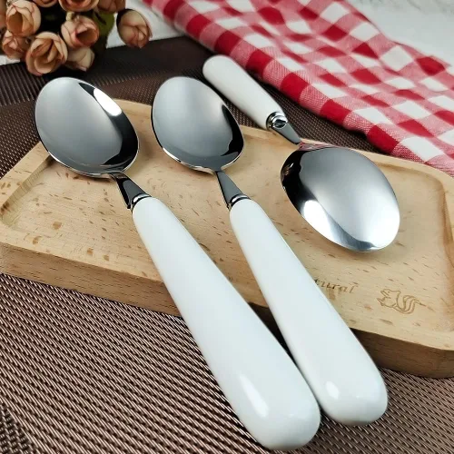 Vista 6 de MEIYAHOME 3 cucharas de cena fina de acero inoxidable 18/10 con borde redondo, cuchara de postre SUS304, 3