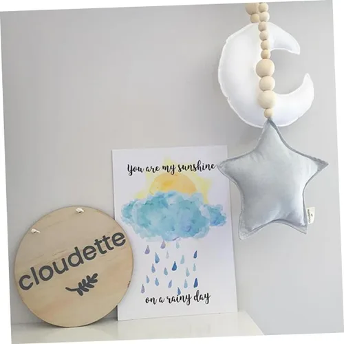 Vista 3 de Beavorty Decoración de luna y luna para habitación de niños, adorno colgante de cuentas colgante de pared para colgar en la pared, adornos de fotos