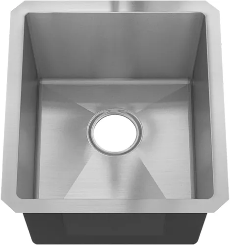 Vista 6 de Sinber HU1517S-S Fregadero de cocina de un solo compartimento bajo encimera de 16" x 18" x 8" con acero inoxidable 304 calibre 18 acabado satinado