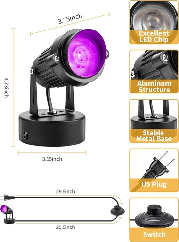 Vista 5 de ZUCKEO Focos LED de 10W para Interiores RGBW que Cambian de Color Iluminación Ascendente para Interiores con Control Remoto, Foco Navideño de 120V