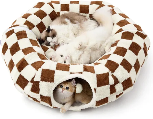 Vista 8 de Lesure Donut - Linda cama de túnel para gatos jacquard, grande, juguetes Arco Rosa Taffy