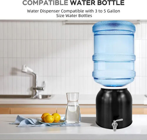 Vista 6 de Cántaro de Agua de Acero Inoxidable de 2.5 Galones, Dispensador de Agua de Encimera para Botella de 3-5 Galones, Dispensador de Bebidas con Botella