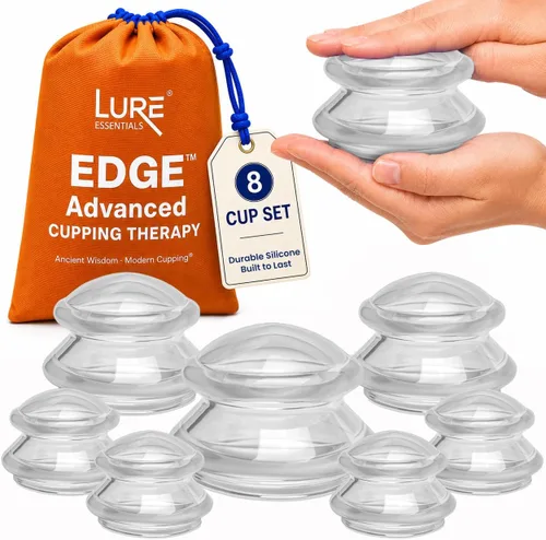 Vista 8 de Juego de ventosas de silicona Lure Essentials Edge, kit de ventosas para terapia de masaje, ventosas duraderas para uso profesional y doméstico Azul