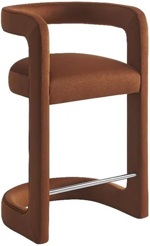 Vista 12 de Modway Winslow Performance - Taburete de terciopelo con reposapiés de acero inoxidable en alabastro