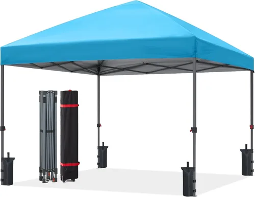 Vista 17 de ABCCANOPY Toldo desplegable – Tienda de campaña portátil para patio al aire libre resistente para patio trasero y terraza con 4 bolsas de arena Beige