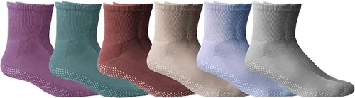 Vista 2 de Yacht & Smith 6 pares de calcetines negros antideslizantes para diabéticos con parte inferior de agarre suelto, calcetines de hospital de agarre