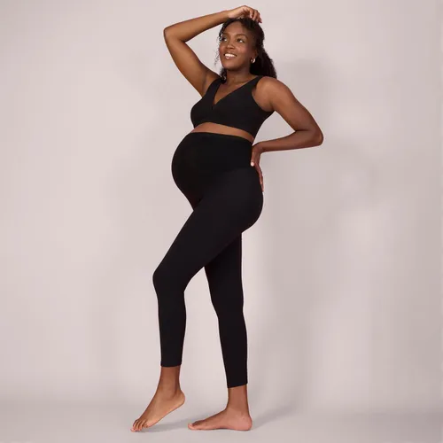 Vista 6 de Motherhood Maternity - Leggings elásticas para mujer, longitud completa, Secret Fit, para el vientre durante el embarazo Negro