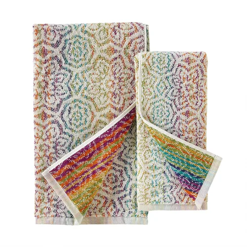 Vista 3 de SKL Home Rhapsody - Juego de 2 toallas de baño, 2 toallas de mano, multicolor