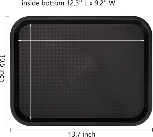 Vista 2 de Yarlung Paquete de 12 bandejas de comida rápida, 13.7 x 10.5 pulgadas, bandeja de plástico para servir restaurante, bandejas de cafetería para mesa