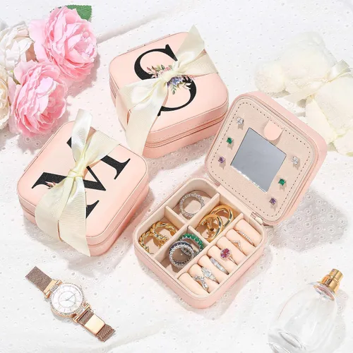 Vista 5 de Parima Joyero de viaje, organizador de joyas, pequeño estuche de viaje para mujer, mini joyero de viaje, estuche de joyería de viaje, estuche