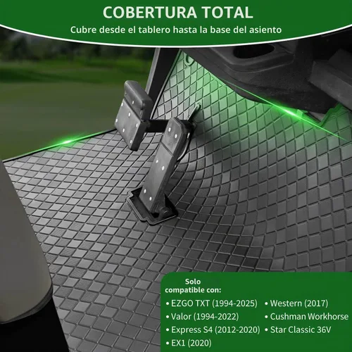 Vista 2 de Golf Cart Floor Mat for EZGO TXT/Valor/ExpressS4/Cushman Workhorse Negro (Black Trim)