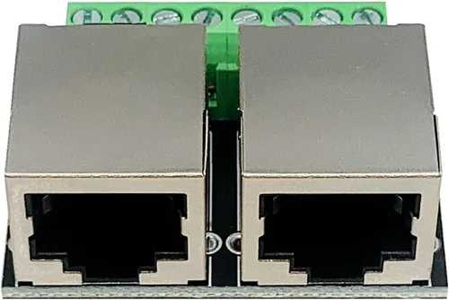 Vista 2 de 2 unids RJ45 Ethernet Dual Hembra Terminal Breakout Board,0.138 in Paso 8Pin RJ45 Tornillo Conector Junta Adaptador Terminal de Red 3.5mm Standard