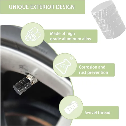 Vista 5 de Ziciner 5 piezas de tapas de vástago de válvula de neumático para automóvil, cubiertas de vástago de rueda de aluminio anodizado, tapas de aire