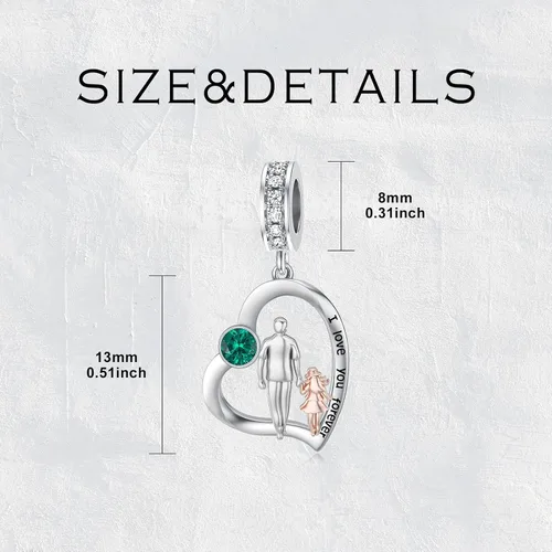 Vista 47 de PROESS Dije para padre, madre e hija, pulsera de plata de ley para pulseras, regalos de cumpleaños, día de San Valentín, para hija, madre, amante