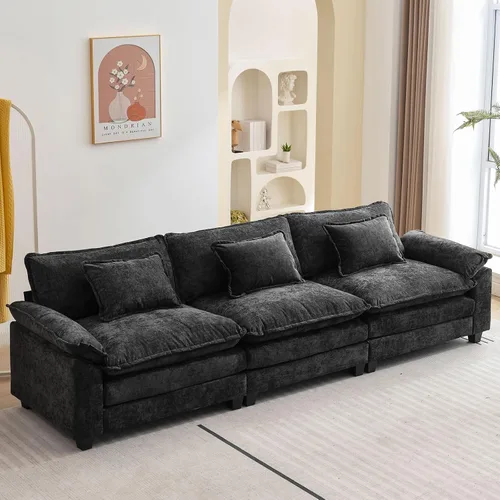 Vista 68 de Oprisen Sofá Seccional Modular, Cómodo Cloud Couch Sofá Seccional, Sofá Cama de Chenilla con Asiento Profundo con Almohadas Decorativas para Sala