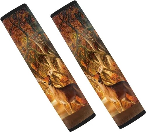 Vista 22 de LedBack Fundas para cinturón de seguridad de coche con diseño de bandera americana y camuflaje, paquete de 2, almohadilla universal para cinturón