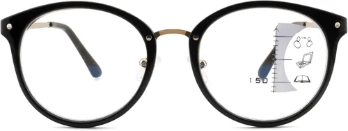 Vista 5 de Gafas de lectura redondas progresivas multienfoque para mujeres y hombres, lentes multifocales, lentes de bloqueo de luz azul