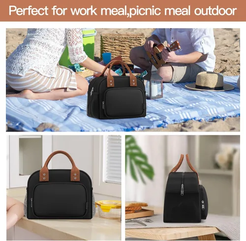 Vista 6 de Bolsa de almuerzo para mujeres, lonchera aislada para mujeres y hombres, para el trabajo y adultos, linda bolsa de almuerzo de gran capacidad