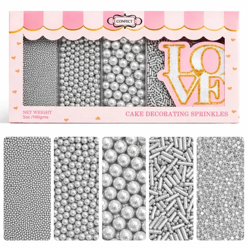 Vista 24 de Confect Chispas para pasteles y magdalenas – Paquete surtido de 5 Chispas de perlas de ensueño para baby shower – Cubierturas comestibles para Rosa