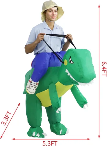 Vista 4 de Disfraz de dinosaurio para adultos, la mejor decoración para fiestas, reuniones, celebraciones de vacaciones, Halloween y otros festivales..