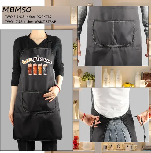Vista 3 de MBMSO Beergetarian Delantal artesanal de cerveza regalos para amantes de la cerveza, delantal de cocina de cerveza con bolsillos, delantal