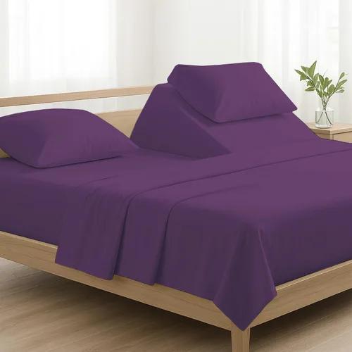 Vista 4 de 4 piezas de lujo Split Top Queen 100% algodón egipcio de 800 hilos (ajustable, parte superior flexible tamaño queen) sábanas divididas de 28