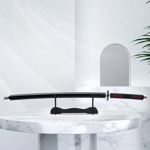 Vista 7 de Espada Demon Slayer de 41 pulgadas, con soporte de exhibición y cinturón, espada de Rengoku/espada de Tanjiro/espada de Zenitsu/textura original