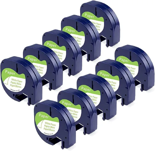 Vista 18 de 5-PK Black Label Tape Replace for Dymo Letratag Refills White on Black 12mm