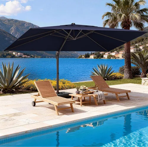 Vista 58 de Sombrilla de 10 x 13 pies para exteriores, sombrilla grande rectangular con viga voladiza, resistente, con rotación de 360°, sombrilla con Beige