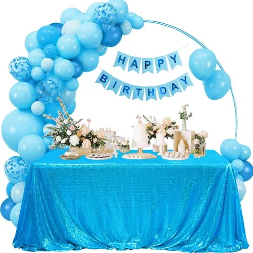 Vista 65 de Manteles redondos de lentejuelas negros para fiestas, de 121,9 cm, mantel redondo de purpurina ajustado, pequeño, lindo y dulce, para boda