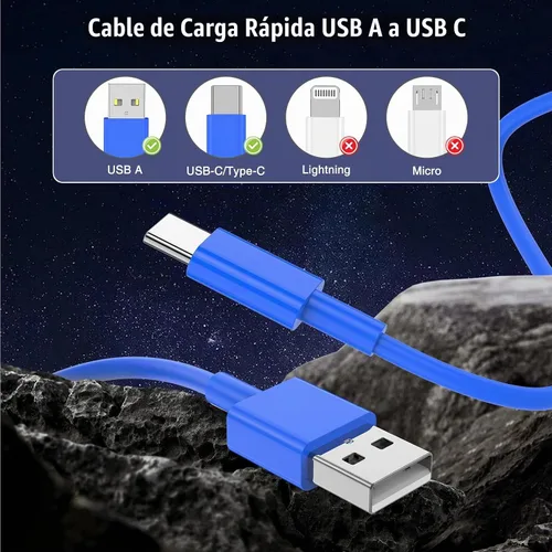 Vista 6 de LOFPYE Paquete de 3 cables USB A a USB C de color azul [3.3 pies+3.3 pies + 6 pies] USB A a USB C, cable Carplay para iPhone 16 15 Pro Plus Pro Max