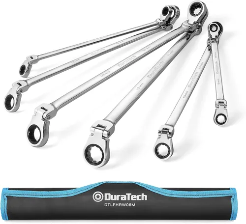 Vista 10 de DURATECH Llave de trinquete extralarga de cabeza flexible 8 * 9 mm, métrica, acero CR-V