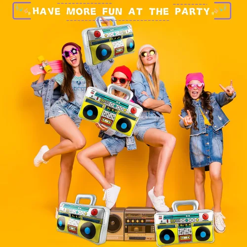 Vista 6 de 8 unidades de 16.5 pulgadas Boombox inflable grande inflable Boom Box novedad radio Boombox inflable para 80s 90s Radio Hip Hop suministros de fiesta
