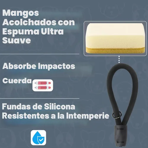 Vista 3 de Correa para perro de 6 pies, dos asas extra acolchadas, clip de mosquetón de bloqueo, reflectante para visibilidad nocturna, resistente a la Negro
