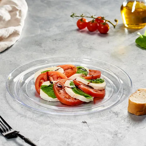 Vista 2 de PLASTICPRO - Platos de plástico transparente para fiesta, platos desechables elegantes y pesados de alta calidad (20, transparente)