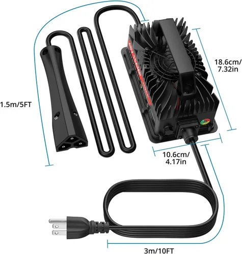 Vista 6 de AUTOUTLET Cargador de carrito de golf de 48 V y 15 amperios, carga rápida con tecnología inteligente para batería de plomo ácido, cable extralargo