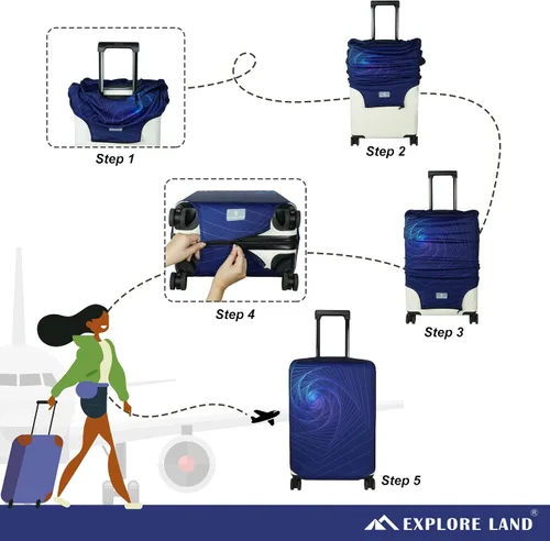 Vista 5 de Explore Land - Funda protectora para equipaje de viaje, protector de maleta, se adapta a maletas de 18-32 pulgadas