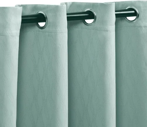 Vista 15 de BLUENILEMILLS Paneles de cortinas opacas para oscurecer la habitación con bolsillo para barra, cortinas perfectas para ventanas de cocina