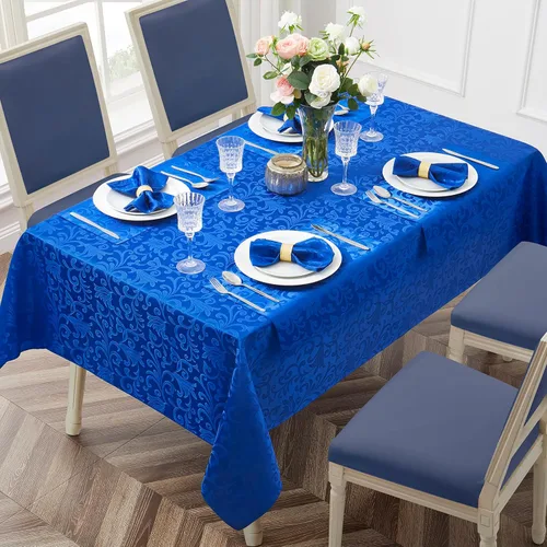 Vista 10 de Mantel cuadrado de damasco de desplazamiento verde jacquard de 52 x 52 pulgadas, mantel lavable para mesa de comedor, fiestas de buffet y campamento
