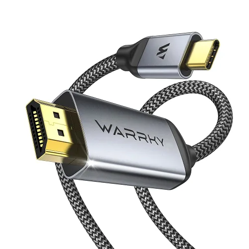 Vista 13 de Warrky Cable USB C a HDMI 4K 60Hz de 3.3 pies [enchufes chapados en oro antiinterferencias] Cable de aluminio tipo C a HDMI 2.0, Thunderbolt 3/4/5