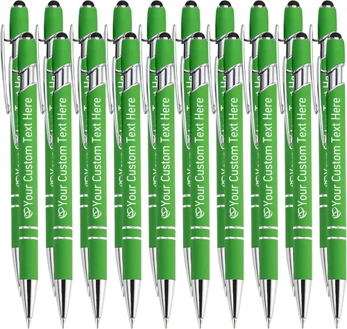 Vista 100 de STREADVE Bolígrafos personalizados personalizados con nombre grabado, logotipo, texto, bolígrafos de escritura suave, regalo personalizado para Negro