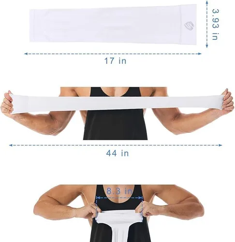 Vista 4 de Mangas para brazo, para hombres o mujeres. Para calentar o refrescar. Guantes de Compresión con factor de protección de los rayos ultravioleta UPF