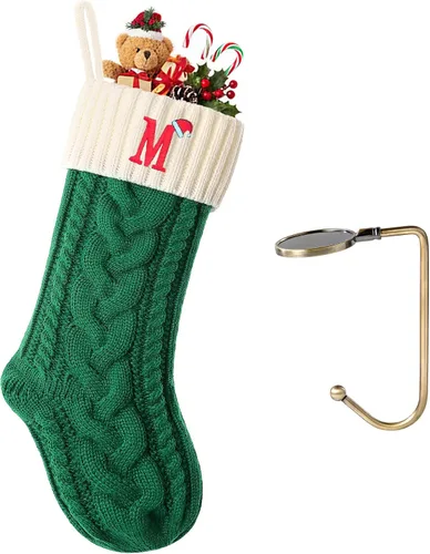 Vista 128 de Botas de Navidad personalizadas, iniciales personalizadas, 18 pulgadas, botas de Navidad tejidas con letras para colgar en la chimenea, botas