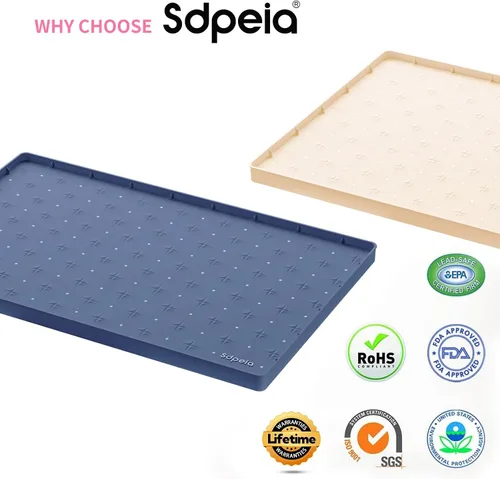 Vista 2 de Sdpeia - Tapete para debajo del fregadero, tapete impermeable de silicona mejorado, para proteger los gabinetes de cocina, organizadores y alacenas