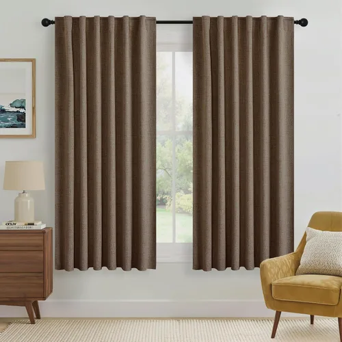 Vista 194 de RYB HOME Cortinas de lino texturizado 100% opacas de 84 pulgadas de largo, aislamiento térmico, privacidad, ahorro de energía para dormitorio, sala
