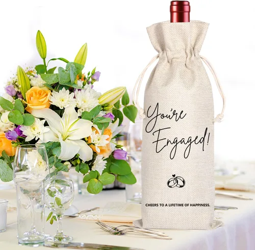 Vista 5 de Bolsa de vino de compromiso Regalo de compromiso Bolsa de vino de compromiso personalizada Regalo de compromiso para parejas Recién casados