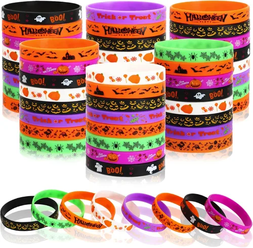 Vista 14 de JUNEBRUSHS 64 piezas de pulseras de silicona para fiesta del 100º día de escuela