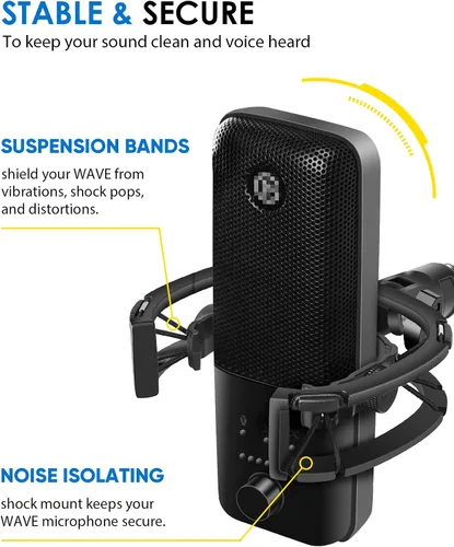 Vista 4 de Soporte de micrófono con soporte de choque, [construido a medida para micrófono Wave] Suspensión antivibración Soporte de montaje de choque Clip